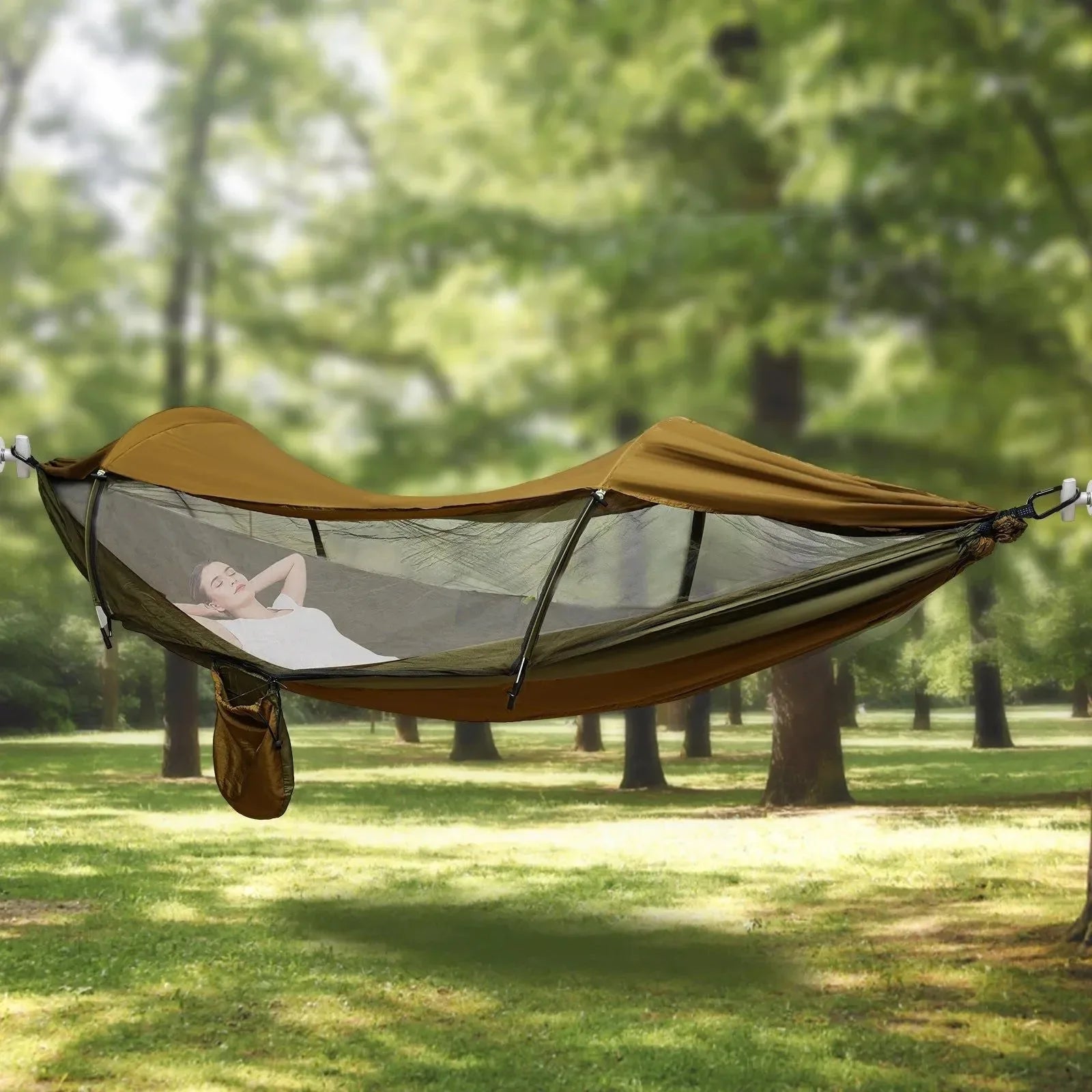 Portable Camping Hammock with Mosquito Net & Sun Protection - Lightweight Outdoor Hanging Bed - Trekker Essentials