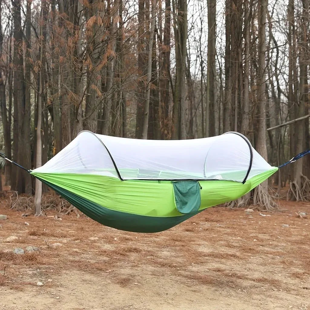 Portable Camping Hammock with Mosquito Net – Quick-Setup Nylon Knit Hammock for Outdoor Relaxation - Trekker Essentials