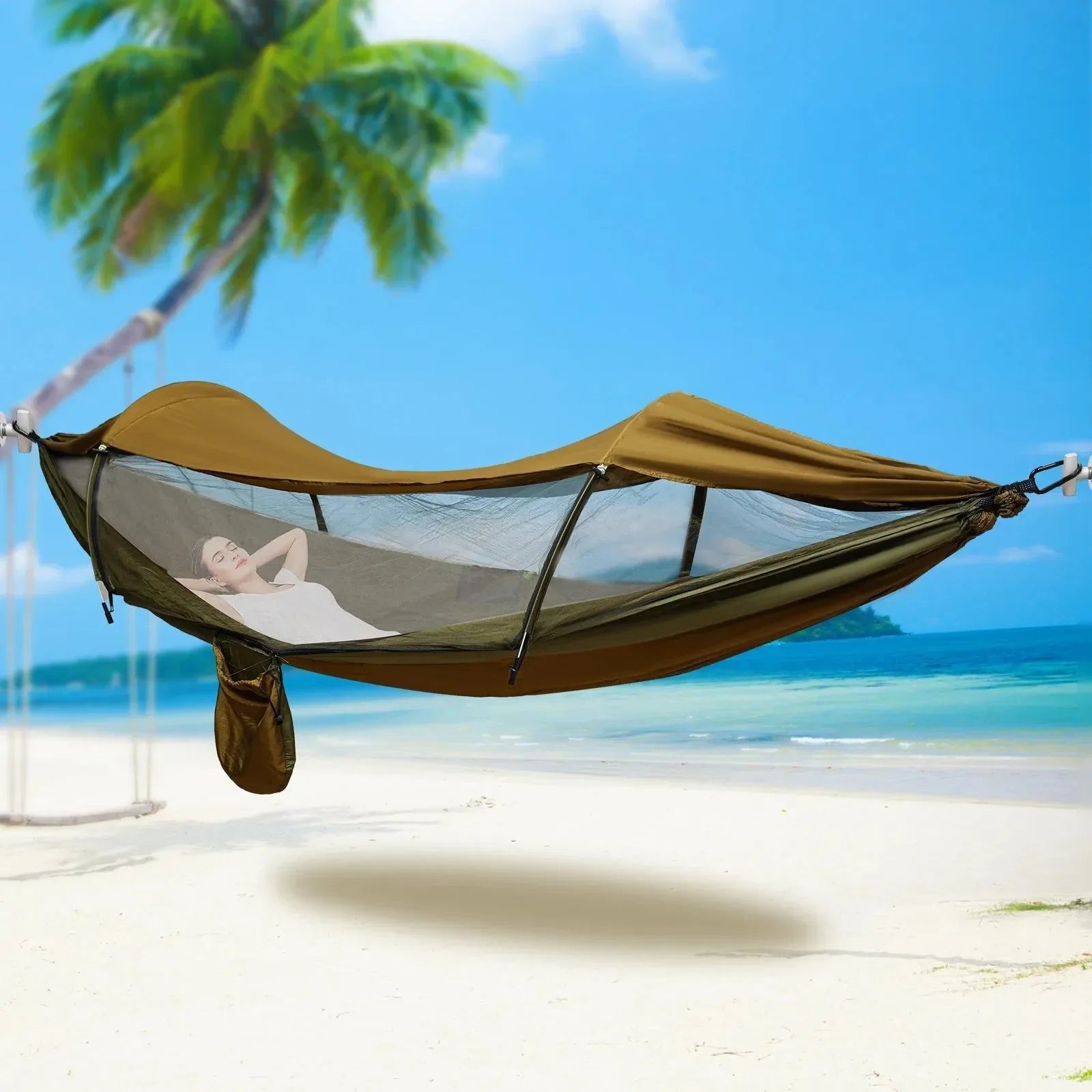 Portable Camping Hammock with Mosquito Net & Sun Protection - Lightweight Outdoor Hanging Bed - Trekker Essentials