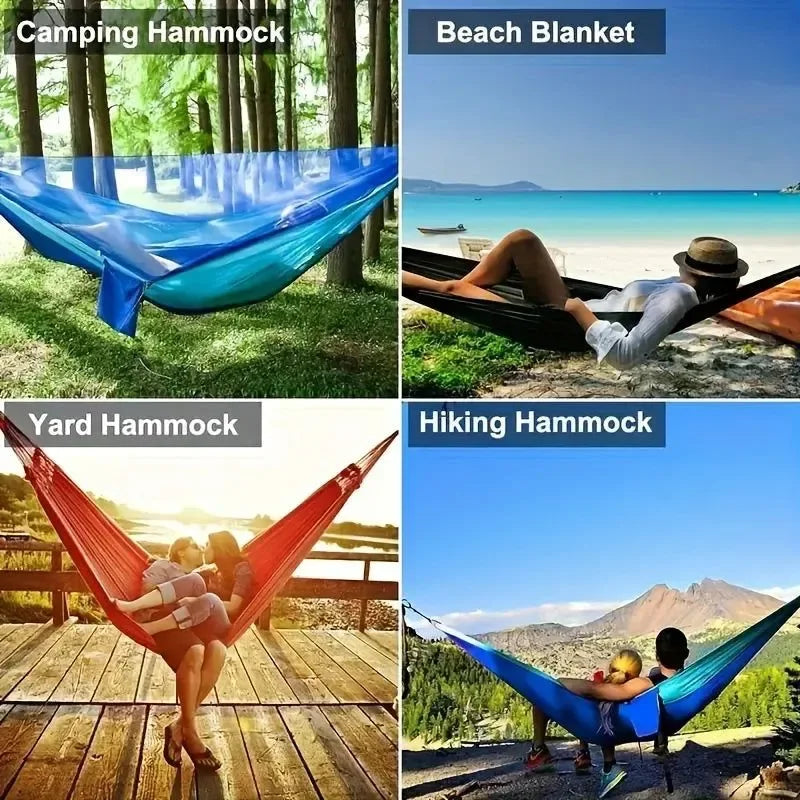 Portable Camping Hammock with Mosquito Net – Quick-Setup Nylon Knit Hammock for Outdoor Relaxation - Trekker Essentials