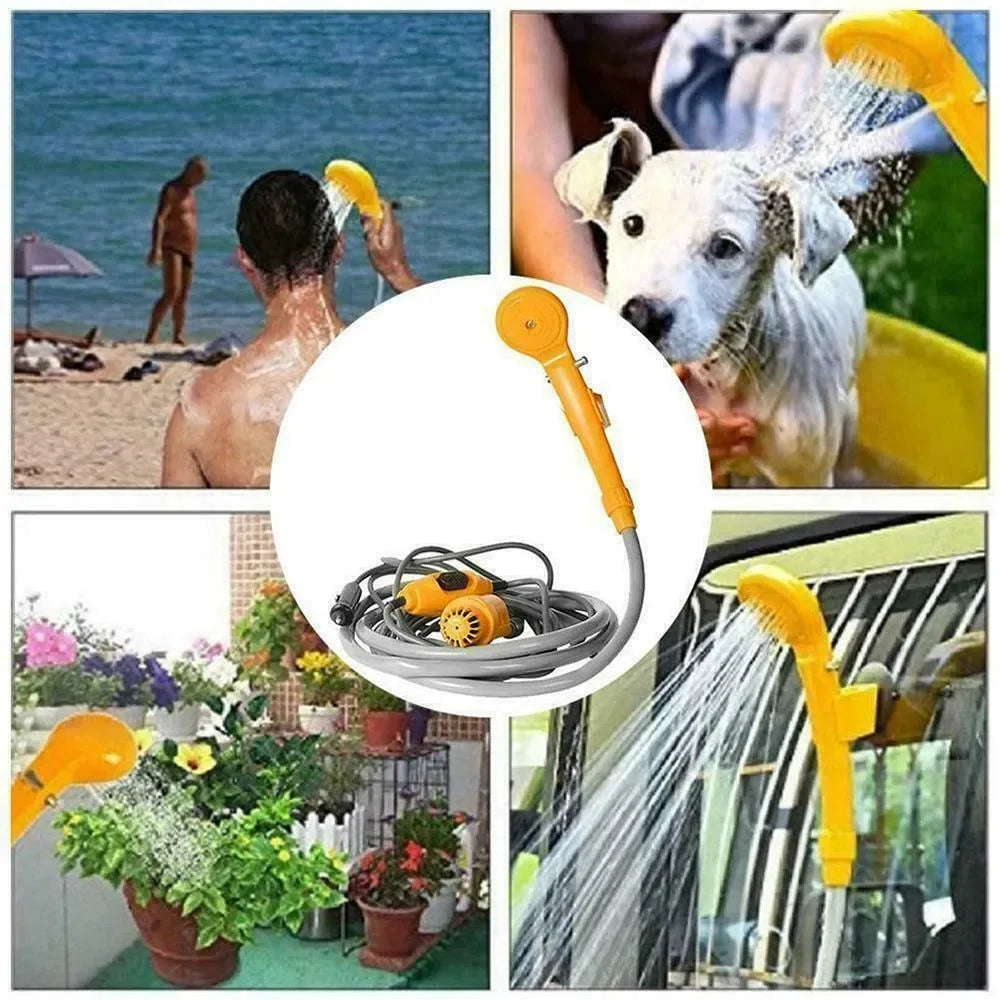 Portable Camping Shower - Car Cigarette Lighter Outdoor Shower for Hiking, Travel, Plant Watering, Car Cleaning, and Pet Bathing - Trekker Essentials