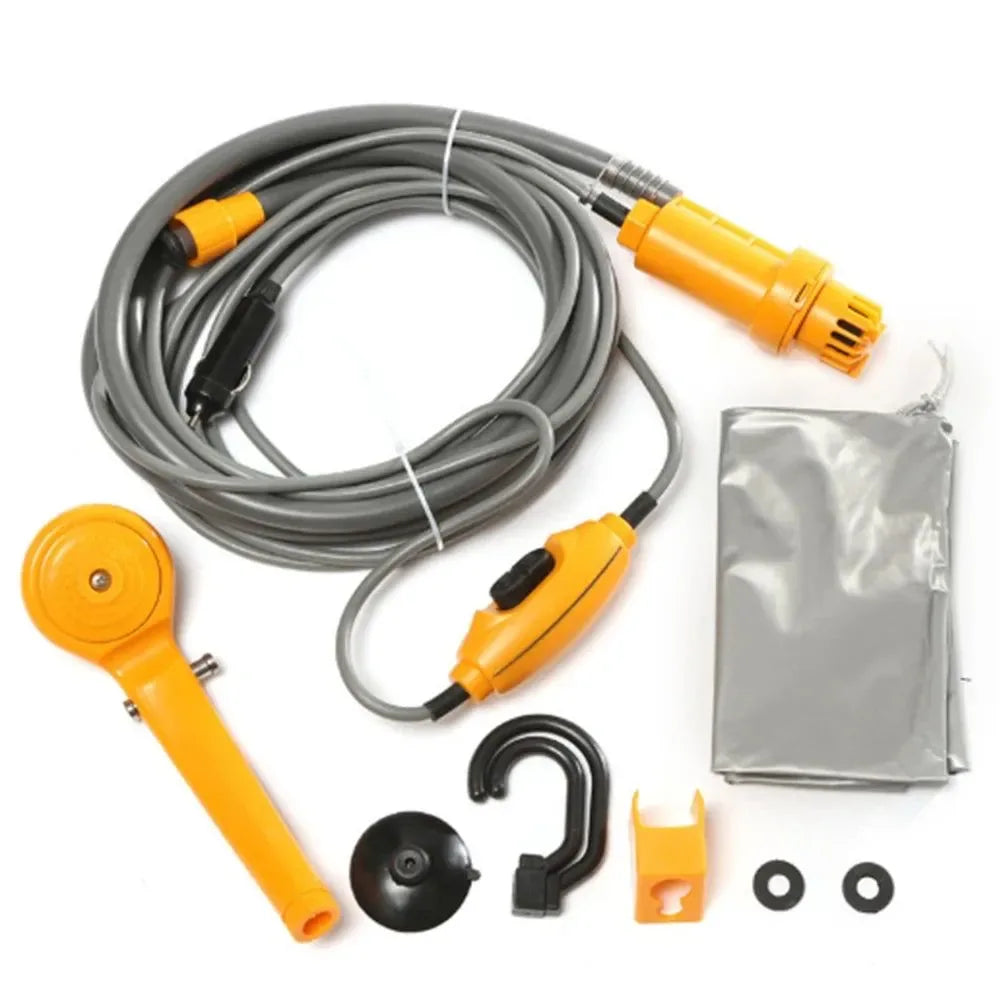 Portable Camping Shower - Car Cigarette Lighter Outdoor Shower for Hiking, Travel, Plant Watering, Car Cleaning, and Pet Bathing - Trekker Essentials