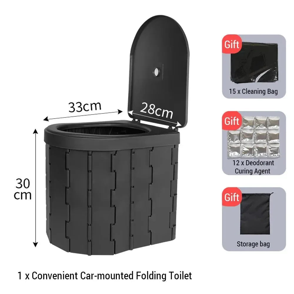 Portable Camping Toilet - Convenient Car-mounted Folding Toilet for Travel, Adult, Children, Elderly, Odor-proof, Non-slip - Trekker Essentials