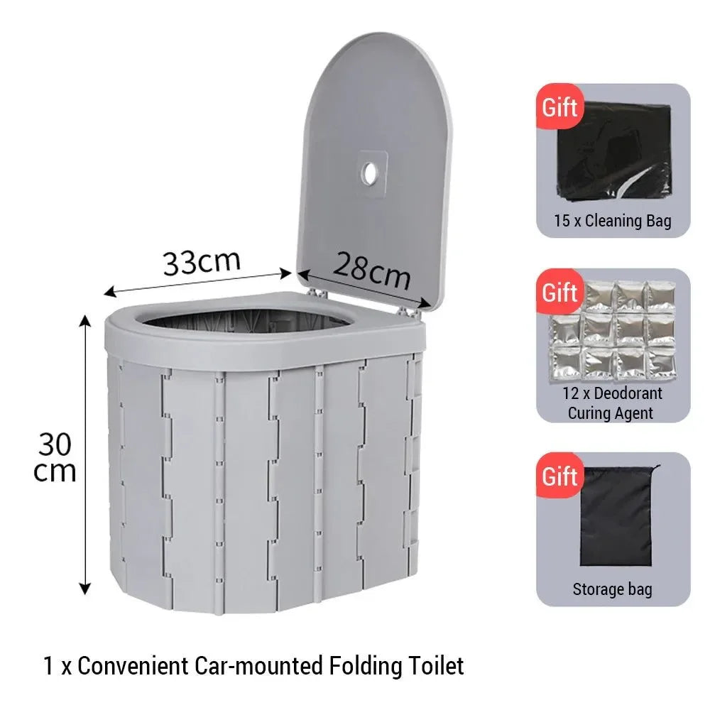 Portable Camping Toilet - Convenient Car-mounted Folding Toilet for Travel, Adult, Children, Elderly, Odor-proof, Non-slip - Trekker Essentials