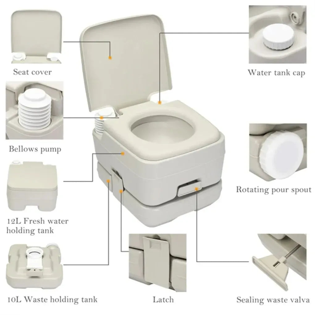 Portable Camping Toilet – Compact Flush Toilet for Travel, Boating & Outdoor Use - Trekker Essentials