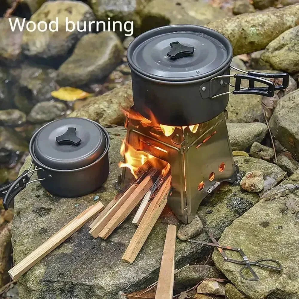 Portable Camping Wood Stove - Stainless Steel Folding Lightweight Firewood Stove for Outdoor Hiking, Traveling, BBQ, and Picnic - Trekker Essentials