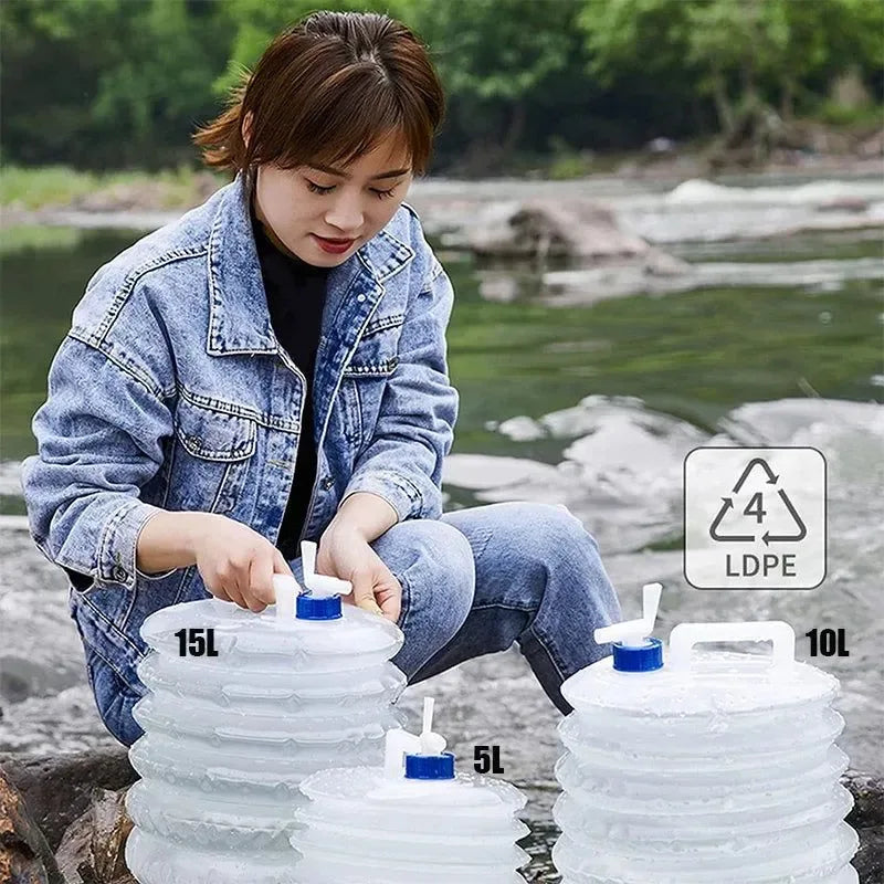 Portable Collapsible Water Storage Bucket: Versatile Outdoor Emergency Solution - Trekker Essentials