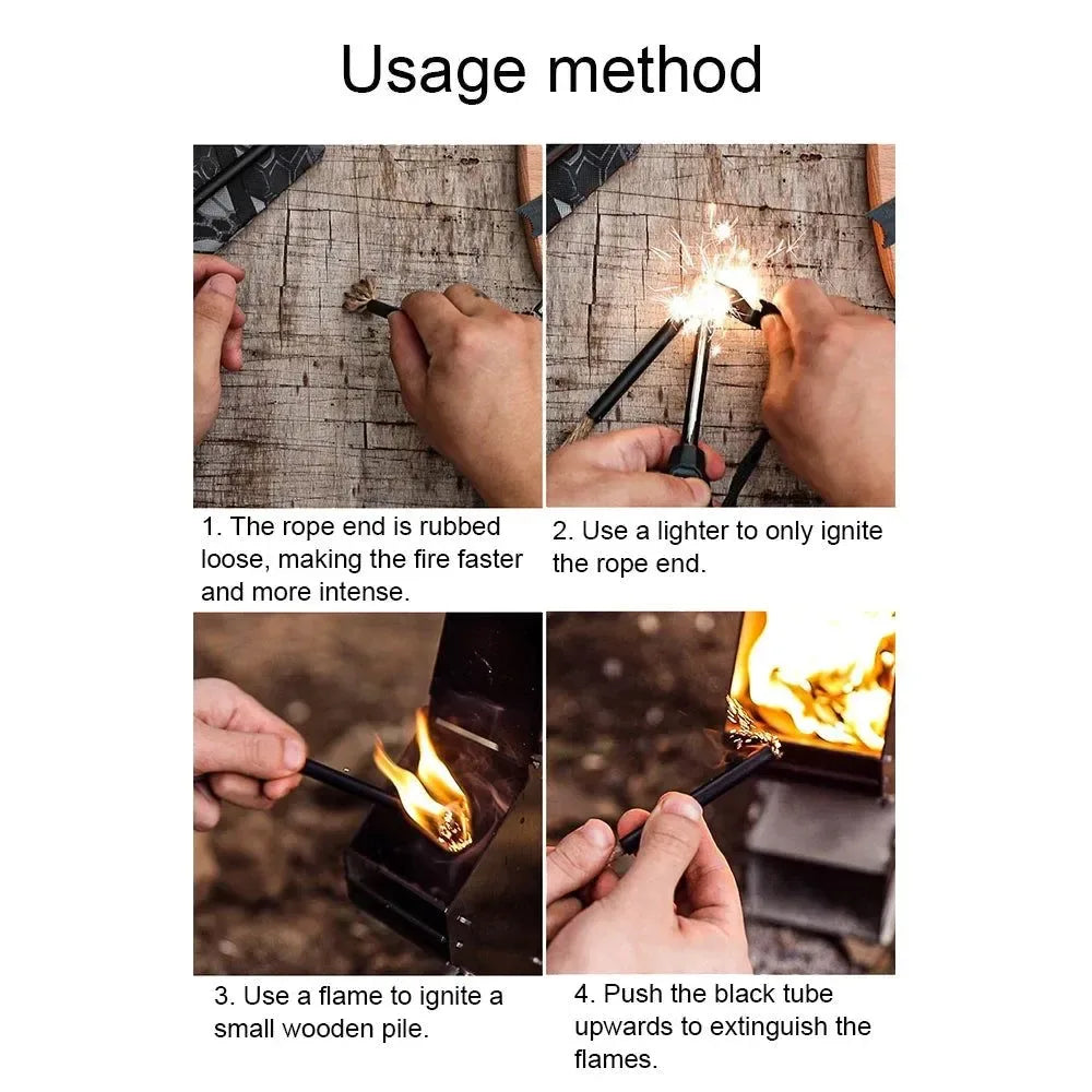 Portable Cord Fire Starter - Camping Barbecue Fire Lighter Igniter Rope - Beeswax Hemp Rope Fire Tools - Outdoor Survival Equipment - Trekker Essentials