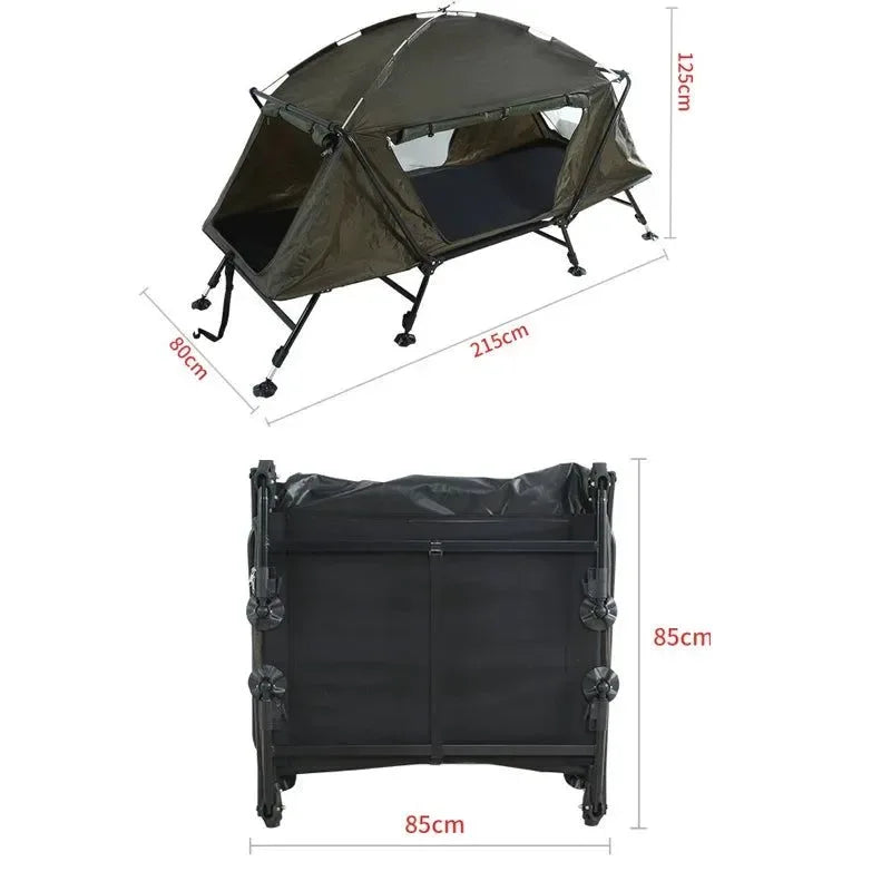 Portable Cot Tent with Bed, Off Ground, Outdoor Camping, Fishing Tents, 1 Person, Foldable, Adjustable Height - Trekker Essentials