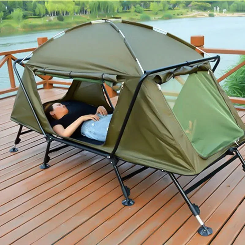 Portable Cot Tent with Bed, Off Ground, Outdoor Camping, Fishing Tents, 1 Person, Foldable, Adjustable Height - Trekker Essentials