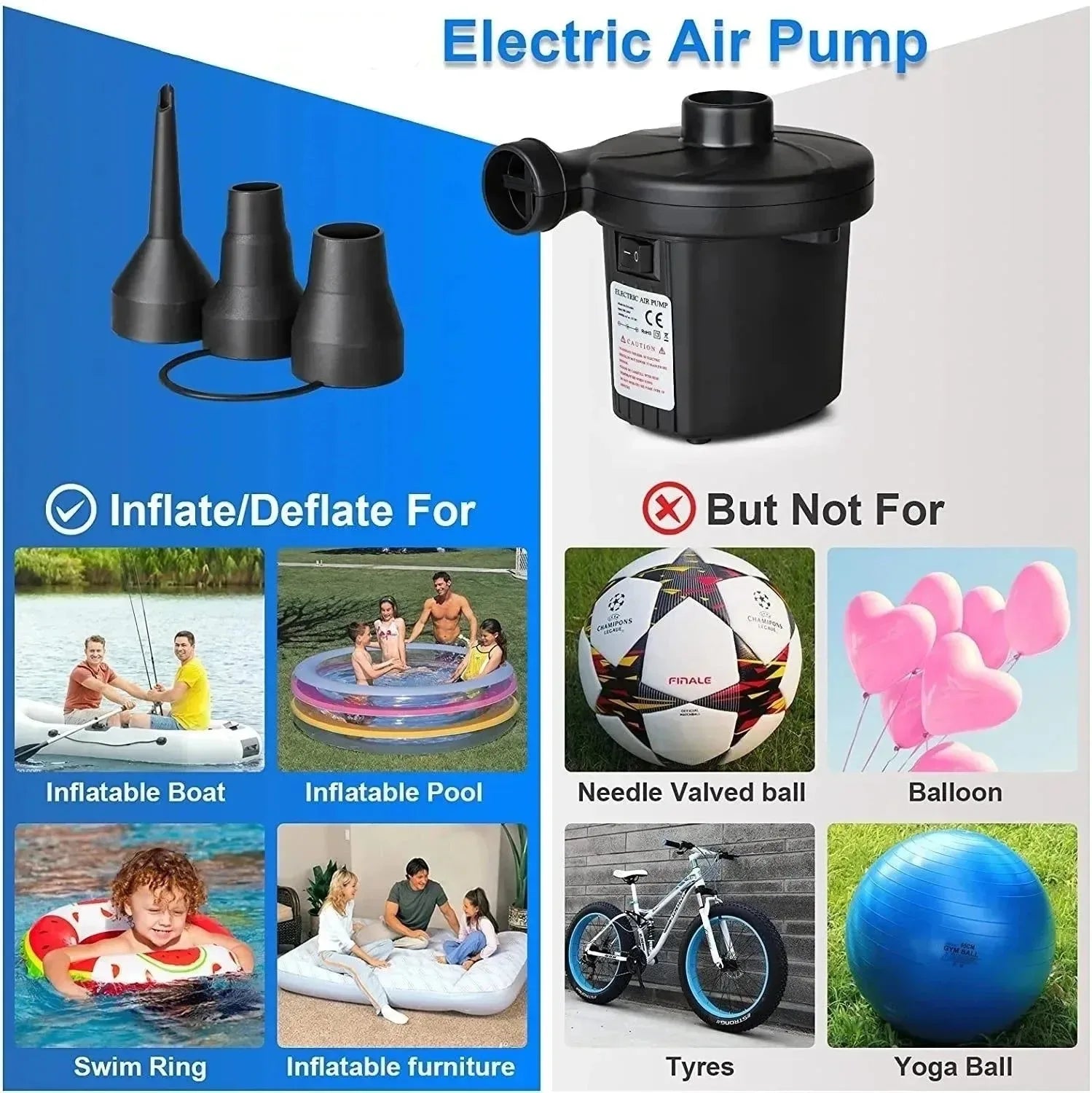 Portable Electric Air Pump for Inflatable Mattresses, Pools, and Toys – Fast Fill & Compact Design - Trekker Essentials