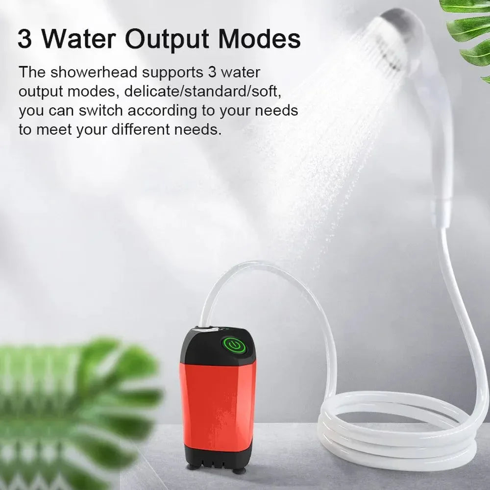 Portable Electric Camping Shower Pump - IPX7 Waterproof with Temperature Display for Hiking, Backpacking, Travel, Beach, Pet Bathing - Trekker Essentials