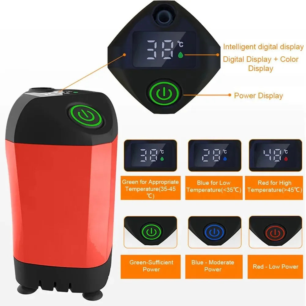Portable Electric Camping Shower Pump - IPX7 Waterproof with Temperature Display for Hiking, Backpacking, Travel, Beach, Pet Bathing - Trekker Essentials