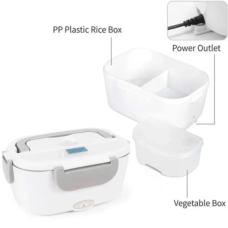 Portable Electric Lunch Box with Food Warmer – 12V/24V/110V/220V for Home, Office, Travel & Car - Trekker Essentials
