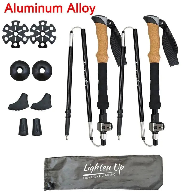 Portable Foldable Trekking Pole Set: 5-Section Outdoor Walking and Hiking Sticks - Trekker Essentials