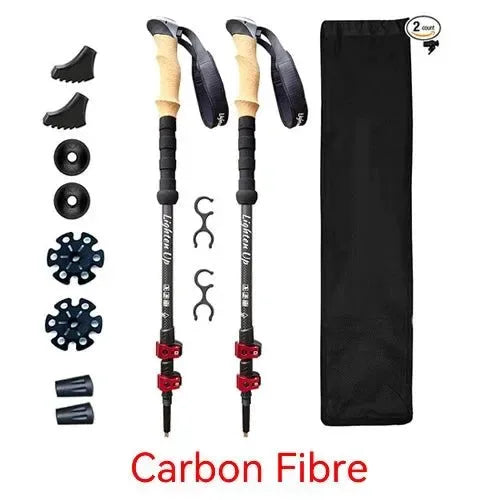 Portable Foldable Trekking Pole Set: 5-Section Outdoor Walking and Hiking Sticks - Trekker Essentials