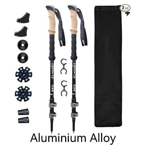 Portable Foldable Trekking Pole Set: 5-Section Outdoor Walking and Hiking Sticks - Trekker Essentials