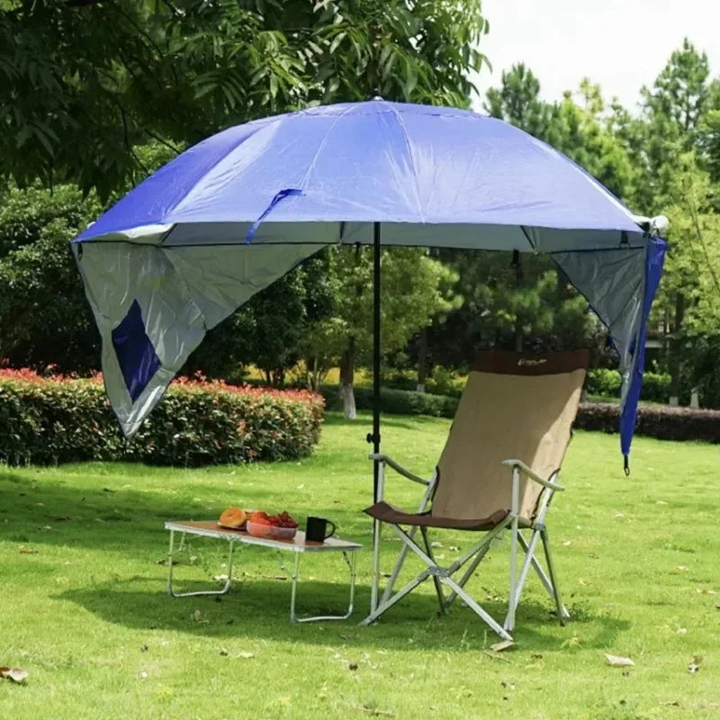 Portable Folding Beach Umbrella Tent – 2.4M Sun and Rain Canopy for Fishing, Camping, Park, and Beach - Trekker Essentials