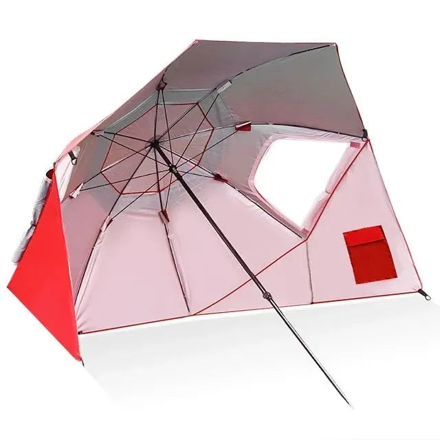 Portable Folding Beach Umbrella Tent – 2.4M Sun and Rain Canopy for Fishing, Camping, Park, and Beach - Trekker Essentials