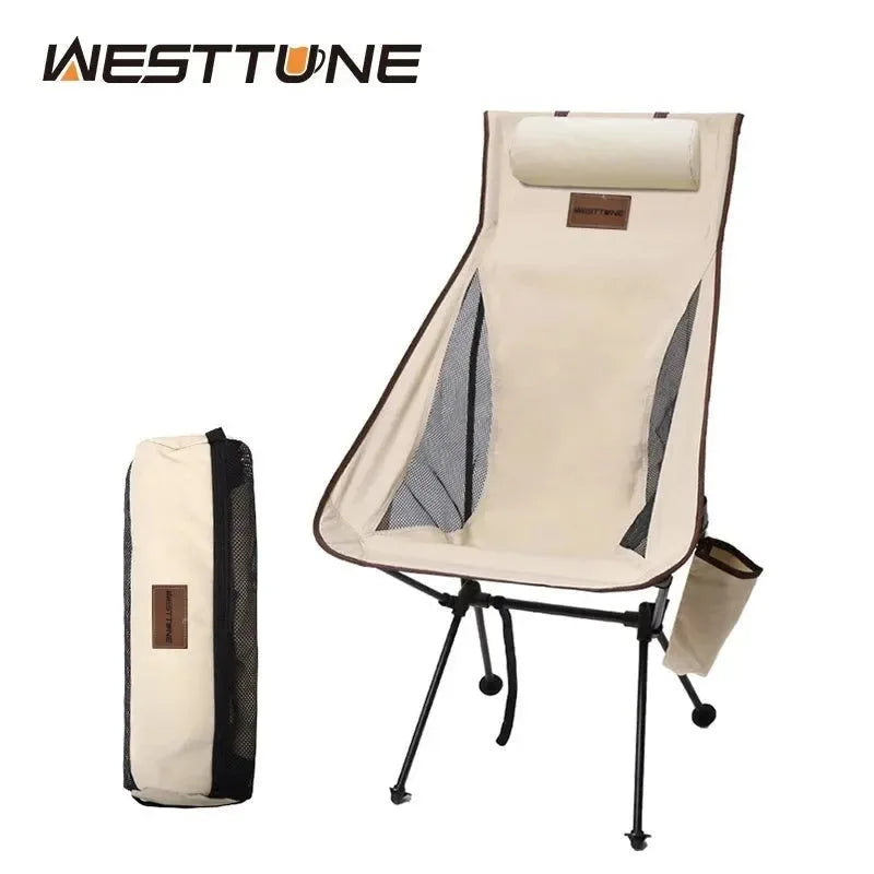 Portable Folding Camping Chair with Headrest - Lightweight Aluminum Alloy Tourist Chair for Outdoor Furniture - Trekker Essentials