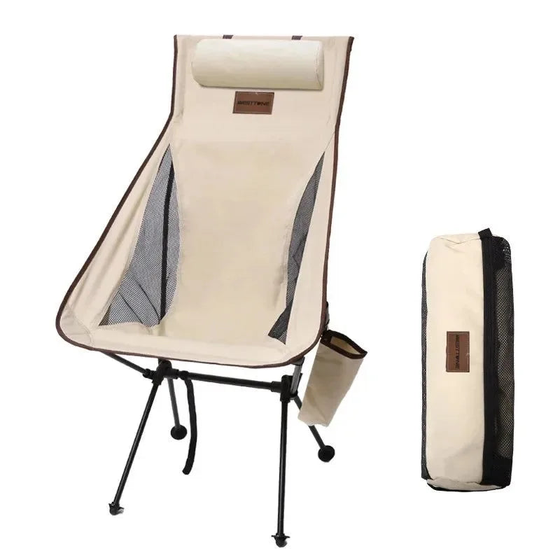 Portable Folding Camping Chair with Headrest - Lightweight Aluminum Alloy Tourist Chair for Outdoor Furniture - Trekker Essentials