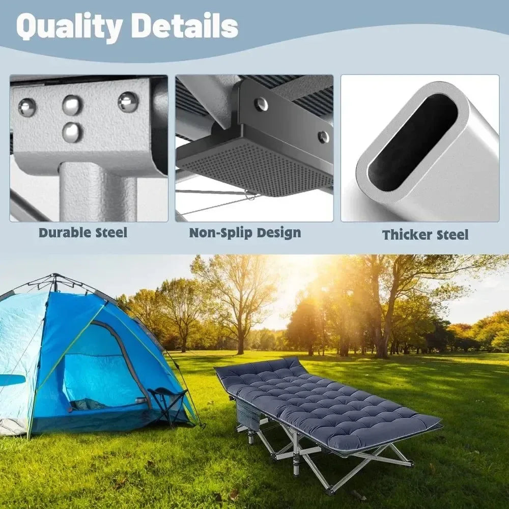Portable Folding Camping Cot for Adults with Carry Bag - Durable Alloy Steel Frame for Outdoor Travel and Camping - Trekker Essentials