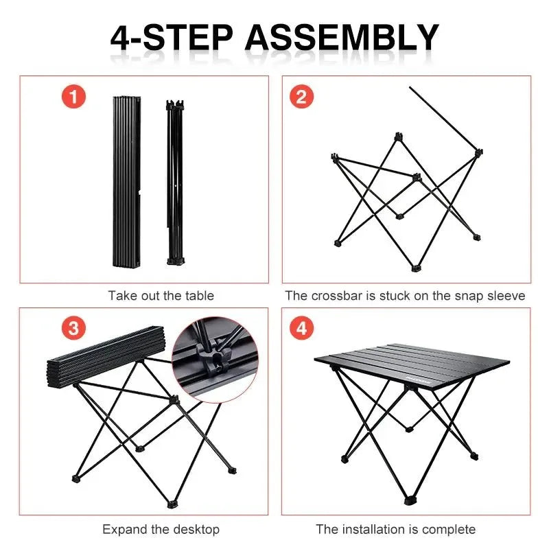 Portable Folding Camping Table - Aluminum Alloy Rolling Table for Outdoor Travel and Camping - Trekker Essentials