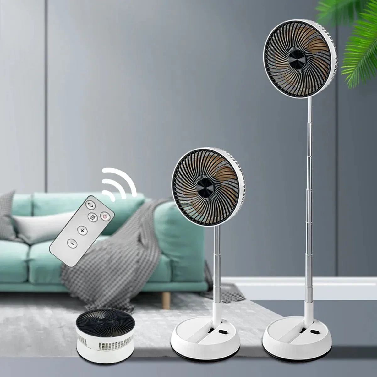 Portable Folding Fan – 6000mAh Rechargeable Wireless Floor Standing Fan with Remote Control - Trekker Essentials