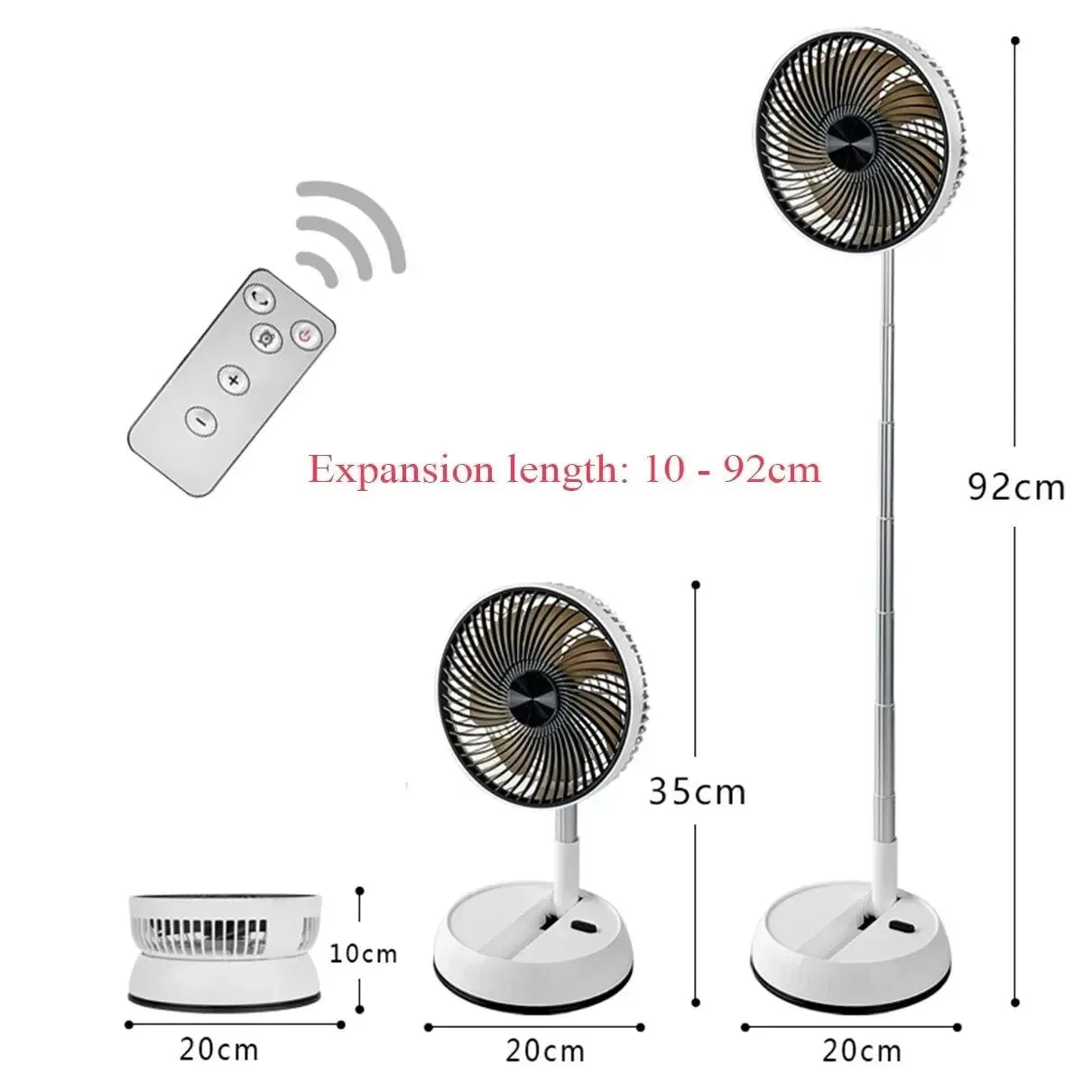 Portable Folding Fan – 6000mAh Rechargeable Wireless Floor Standing Fan with Remote Control - Trekker Essentials