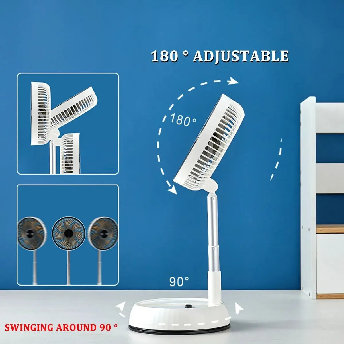 Portable Folding Fan – 6000mAh Rechargeable Wireless Floor Standing Fan with Remote Control - Trekker Essentials