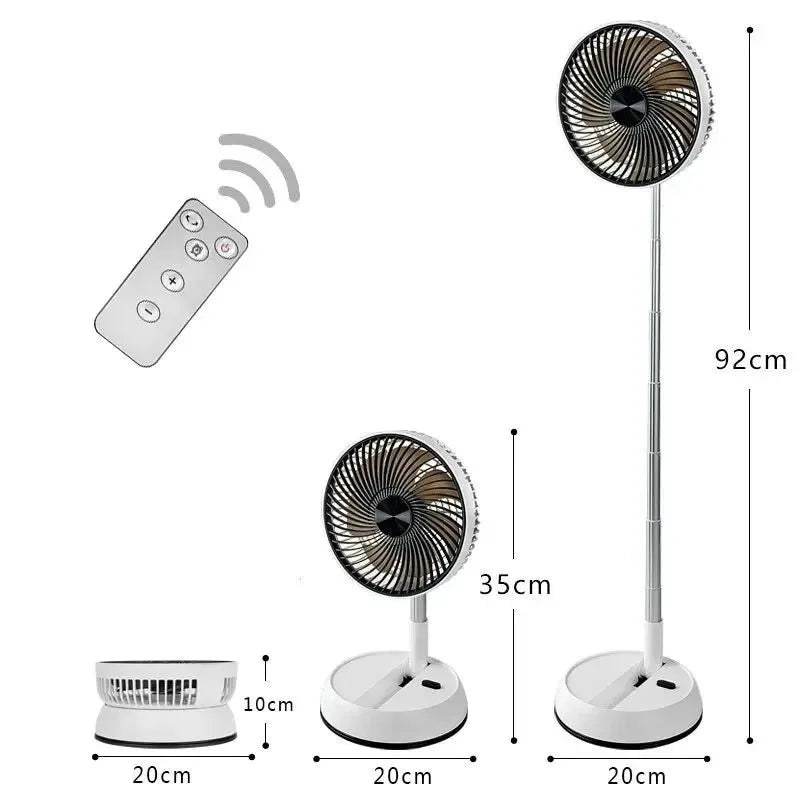 Portable Folding Fan – 6000mAh Rechargeable Wireless Floor Standing Fan with Remote Control - Trekker Essentials