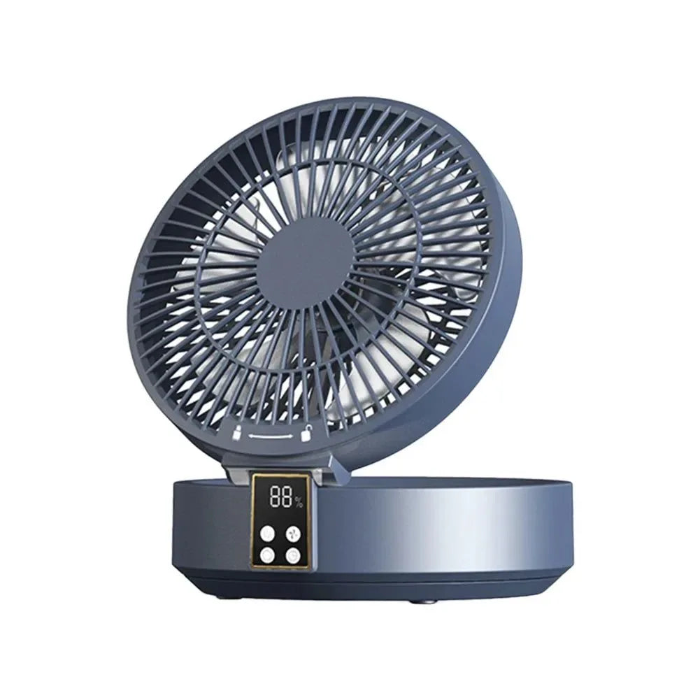 Portable Folding Fan with Remote Control – Desktop, Wall Mounted, Night Light, Rechargeable - Trekker Essentials
