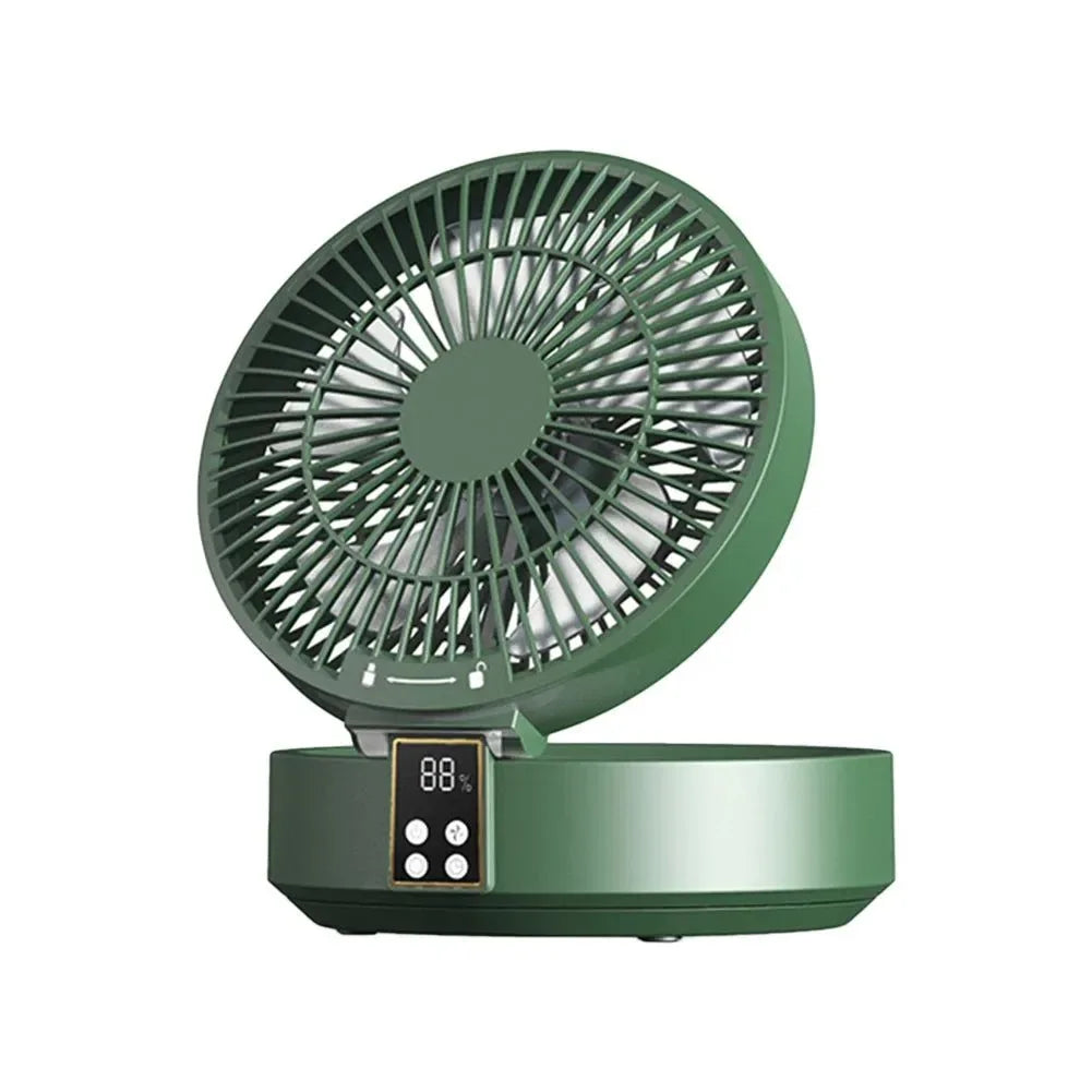 Portable Folding Fan with Remote Control – Desktop, Wall Mounted, Night Light, Rechargeable - Trekker Essentials