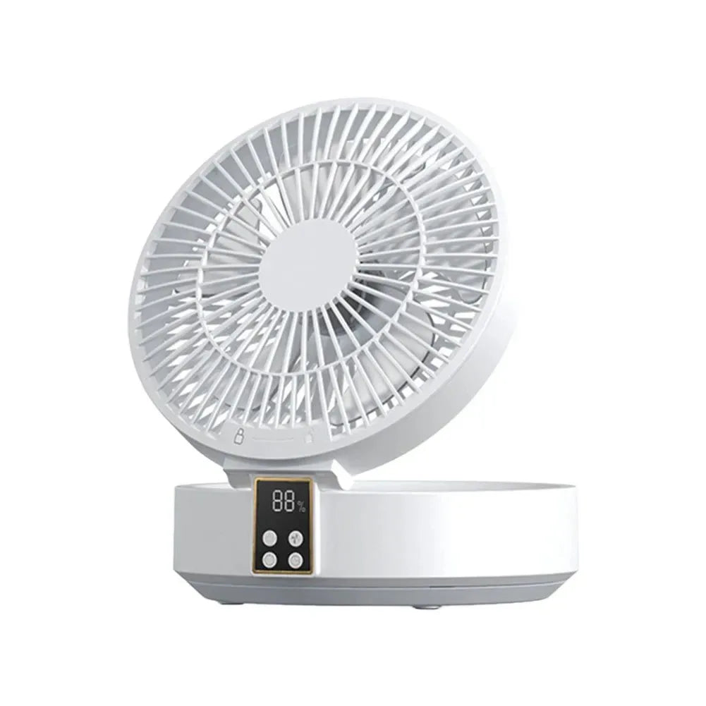 Portable Folding Fan with Remote Control – Desktop, Wall Mounted, Night Light, Rechargeable - Trekker Essentials