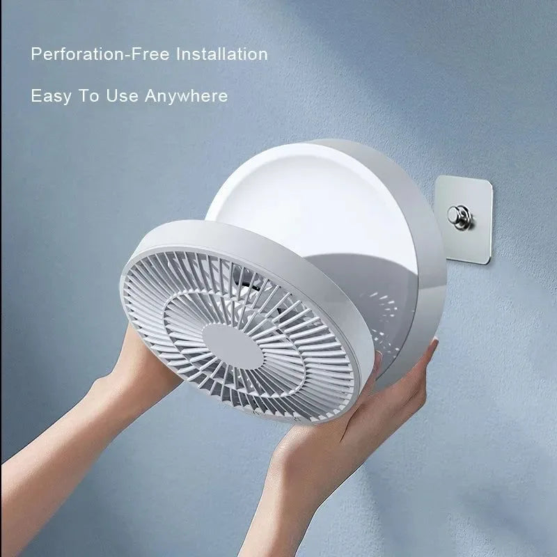 Portable Folding Fan with Remote Control – Desktop, Wall Mounted, Night Light, Rechargeable - Trekker Essentials