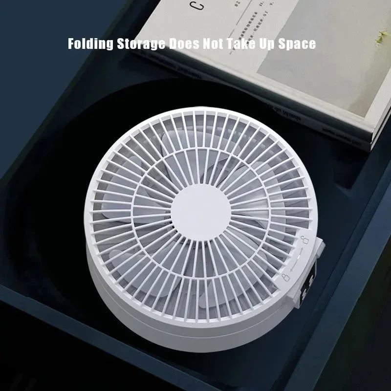 Portable Folding Fan with Remote Control – Desktop, Wall Mounted, Night Light, Rechargeable - Trekker Essentials