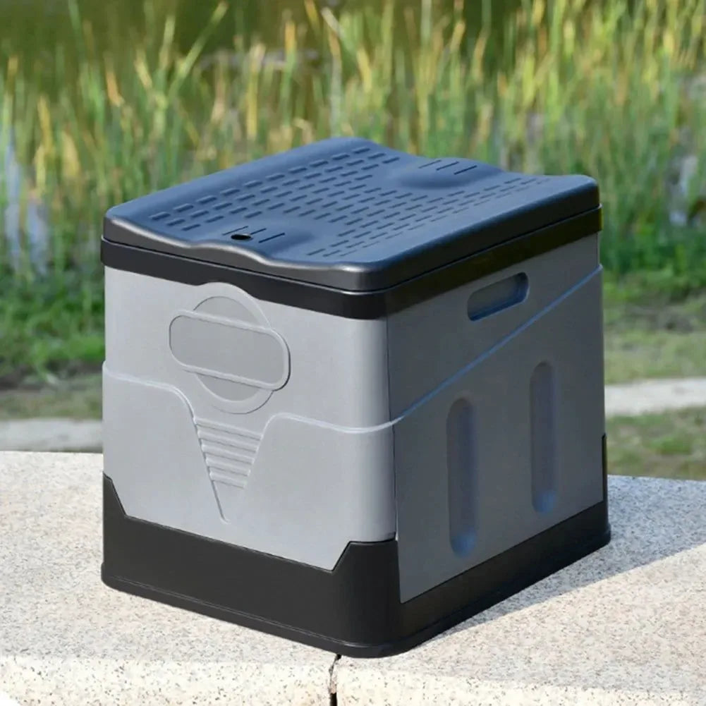 Portable Folding Outdoor Toilet - Strong Bearing Reusable Trash Can for Camping, Touring, Emergency, Self-Driving Travel - Trekker Essentials