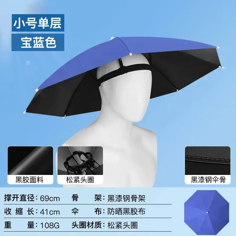 Portable Folding Rain Hat Umbrella - Anti-UV Fishing Sun Shade Cap for Outdoor Activities - Trekker Essentials