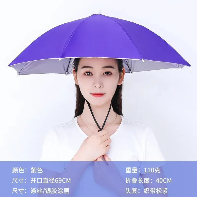 Portable Folding Rain Hat Umbrella - Anti-UV Fishing Sun Shade Cap for Outdoor Activities - Trekker Essentials