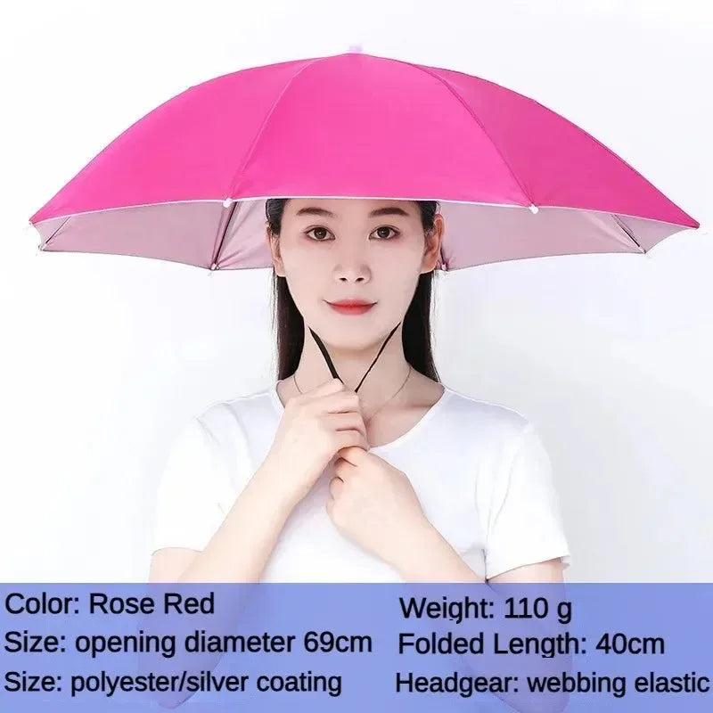 Portable Folding Rain Hat Umbrella - Anti-UV Fishing Sun Shade Cap for Outdoor Activities - Trekker Essentials