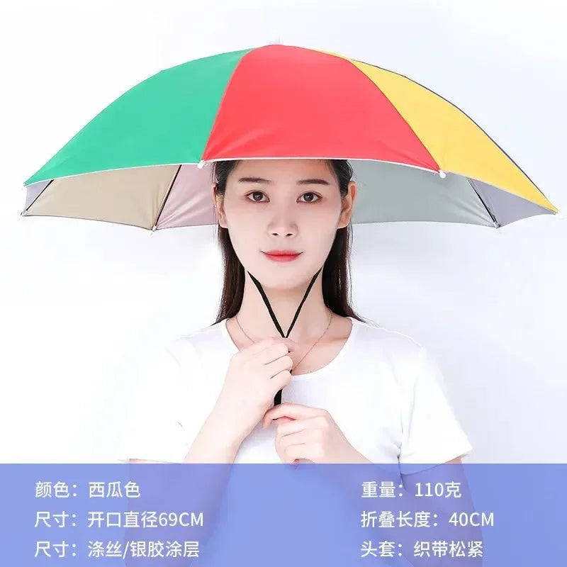 Portable Folding Rain Hat Umbrella - Anti-UV Fishing Sun Shade Cap for Outdoor Activities - Trekker Essentials