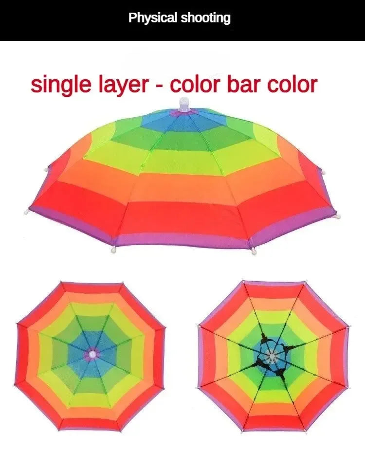 Portable Folding Rain Hat Umbrella - Anti-UV Fishing Sun Shade Cap for Outdoor Activities - Trekker Essentials