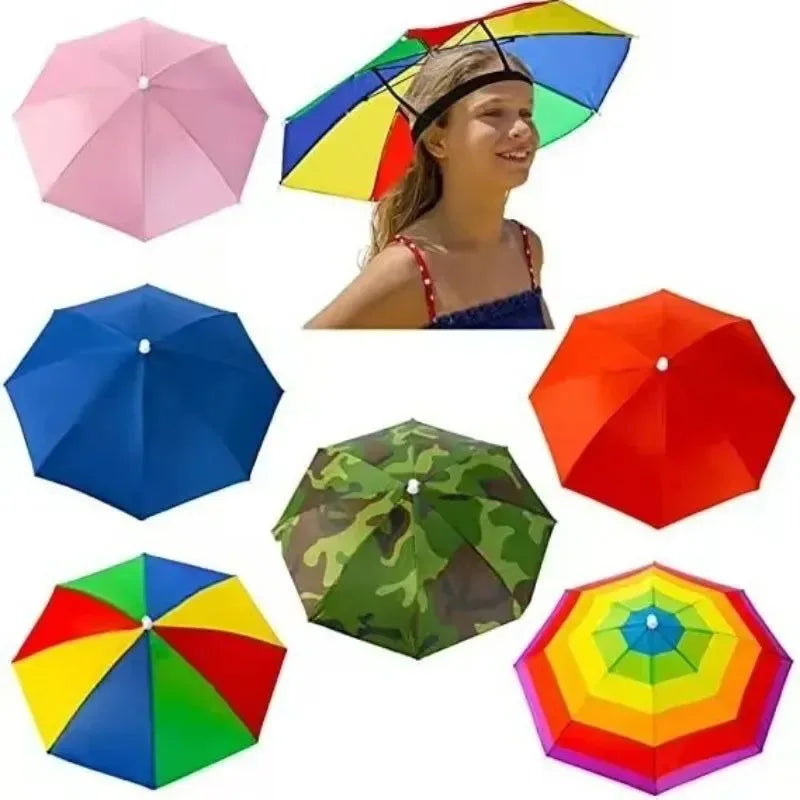 Portable Folding Rain Hat Umbrella - Anti-UV Fishing Sun Shade Cap for Outdoor Activities - Trekker Essentials