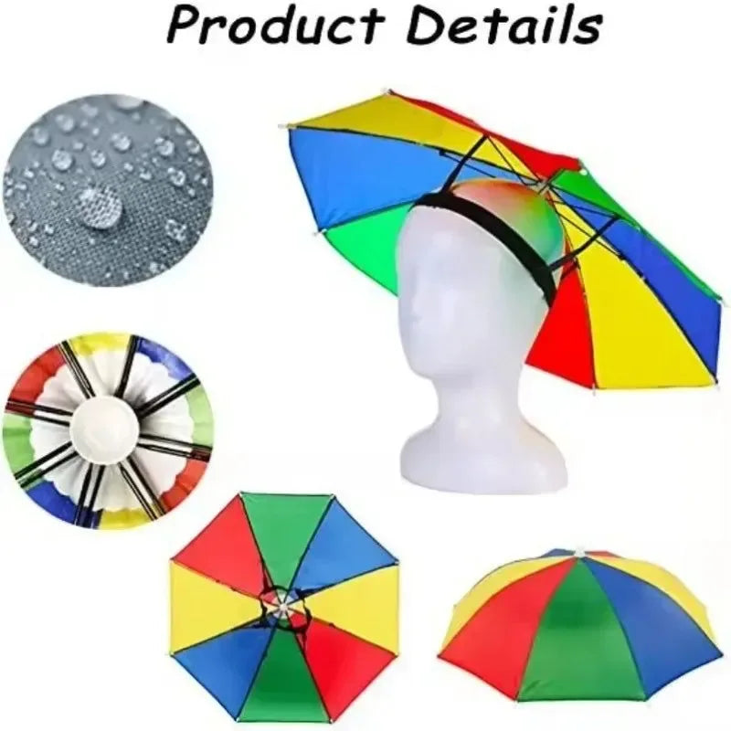 Portable Folding Rain Hat Umbrella - Anti-UV Fishing Sun Shade Cap for Outdoor Activities - Trekker Essentials