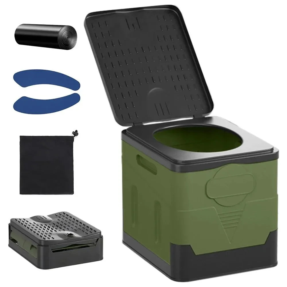 Portable Folding Toilet for Outdoor Camping and Travel - Reusable with Cover Design - Trekker Essentials