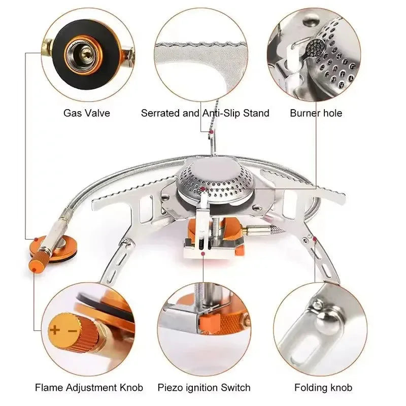 Portable Gas Camping Stove with Ignition - High Power Outdoor Burner for Cooking, BBQ, Picnics & Travel - Trekker Essentials