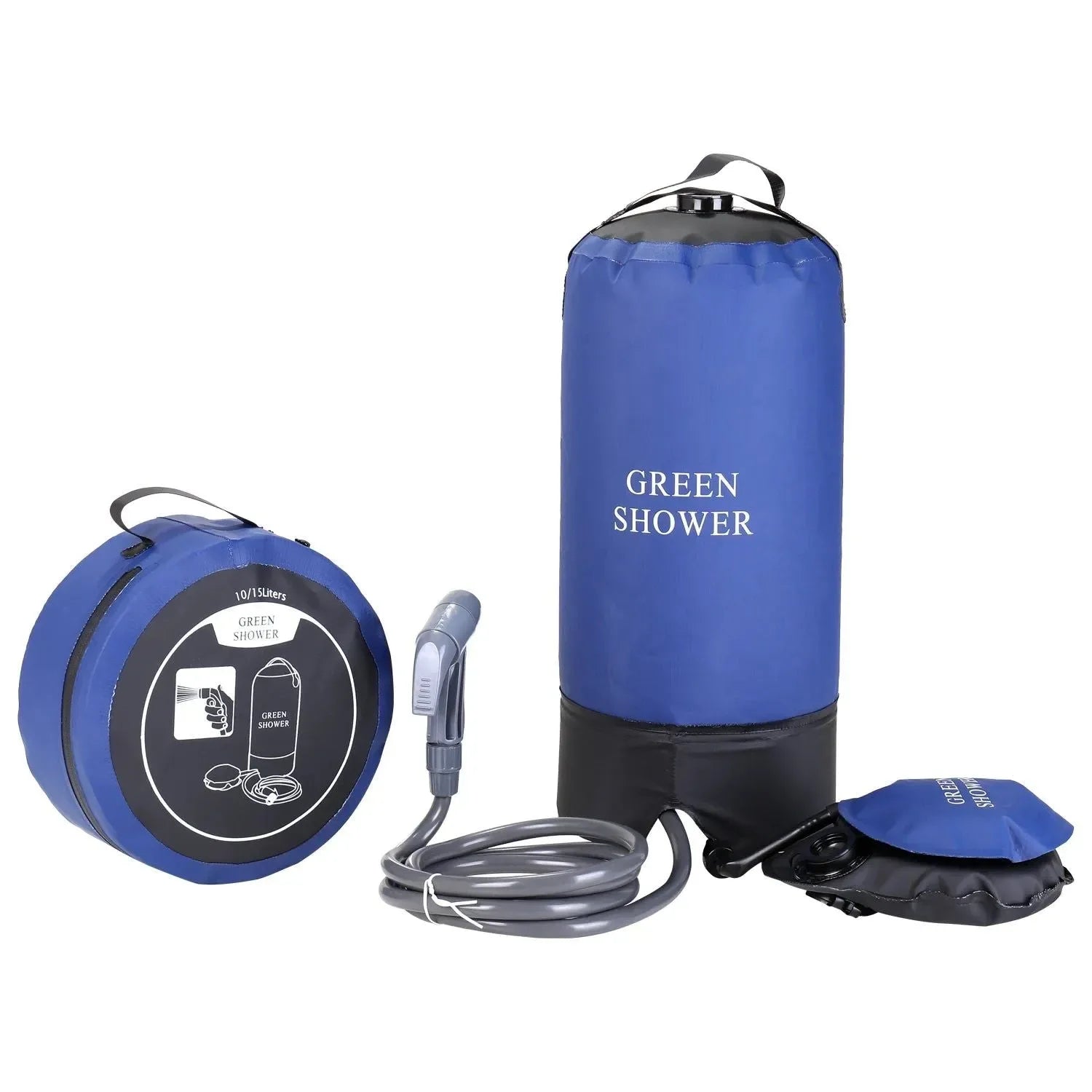 Portable Inflatable Camping Shower: 12L PVC Pressure Shower Bag with Foot Pump & Hose - Trekker Essentials