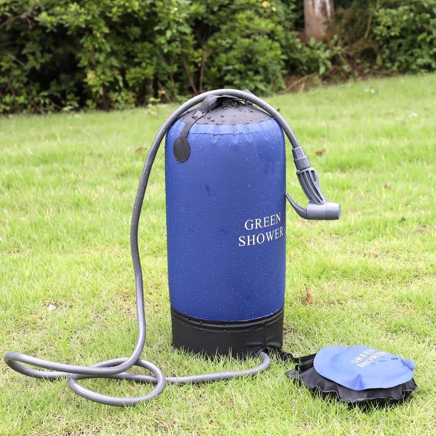 Portable Inflatable Camping Shower: 12L PVC Pressure Shower Bag with Foot Pump & Hose - Trekker Essentials