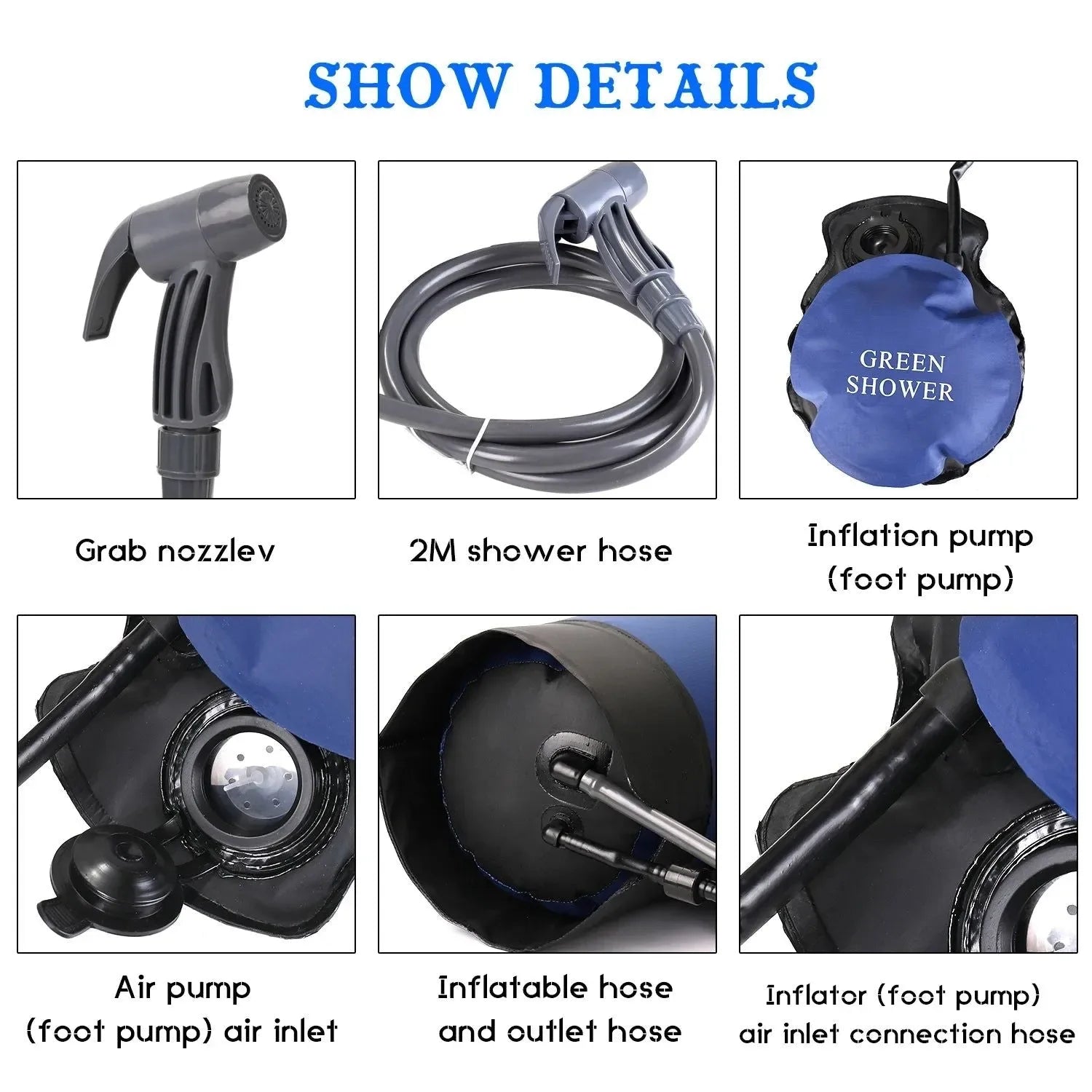 Portable Inflatable Camping Shower: 12L PVC Pressure Shower Bag with Foot Pump & Hose - Trekker Essentials