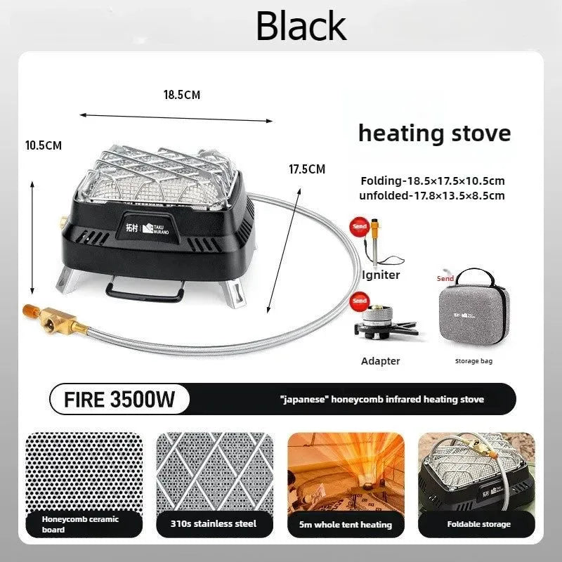 Portable Infrared Propane Heater | 3500W Split Gas Stove for Camping & Outdoor Windproof Heating - Trekker Essentials